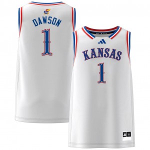 Jayden Dawson Kansas College Basketball Mens Stitched #1 Jerseys - White