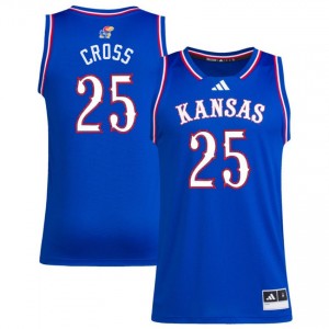 Justin Cross Jayhawks College Basketball #25 Men's Game Jersey - Royal