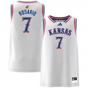 Kohl Rosario Kansas Men #7 College Basketball Player Jerseys - White