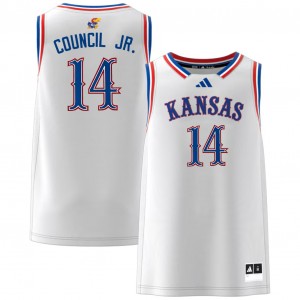 Melvin Council Jr. University of Kansas College Basketball Mens #14 Stitched Jersey - White
