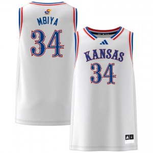 Paul Mbiya Jayhawks Player #34 College Basketball Men's Jerseys - White