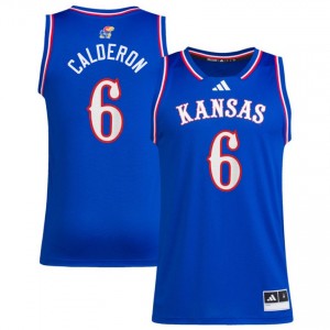 Samis Calderon Kansas Mens College Basketball Stitched #6 Jerseys - Royal