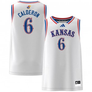 Samis Calderon Kansas Jayhawks #6 College Basketball University Men Jersey - White