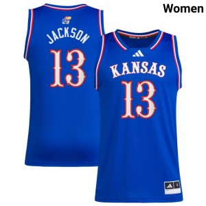 Elmarko Jackson KU Womens Player #13 College Basketball Jersey - Royal