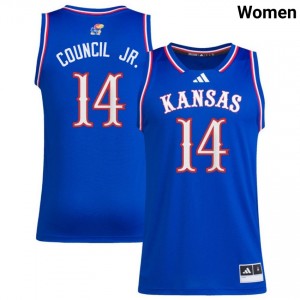 Melvin Council Jr. Kansas Jayhawks Women's #14 Player College Basketball Jersey - Royal