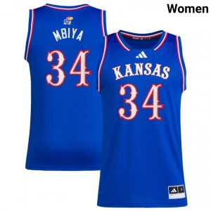 Paul Mbiya Jayhawks Stitched College Basketball Women #34 Jerseys - Royal