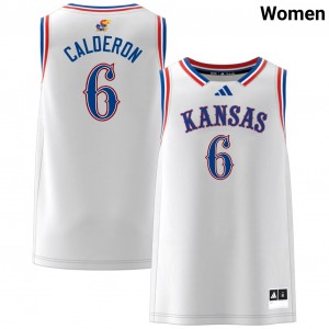 Samis Calderon Jayhawks College Basketball Women's #6 Player Jersey - White