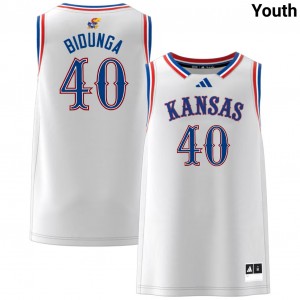 Flory Bidunga Jayhawks Replica #40 College Basketball Youth Jersey - White