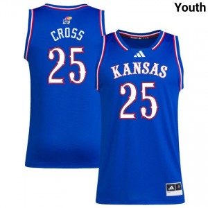 Justin Cross Jayhawks #25 Stitched College Basketball Youth Jerseys - Royal