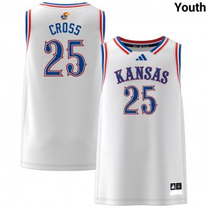 Justin Cross Jayhawks Replica College Basketball Youth #25 Jersey - White