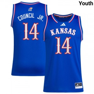 Melvin Council Jr. Kansas Jayhawks #14 Youth Official College Basketball Jersey - Royal