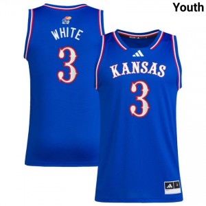 Tre White Kansas Jayhawks College Basketball Youth #3 Embroidery Jersey - Royal