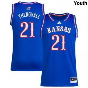 Will Thengvall University of Kansas #21 College Basketball Youth NCAA Jerseys - Royal